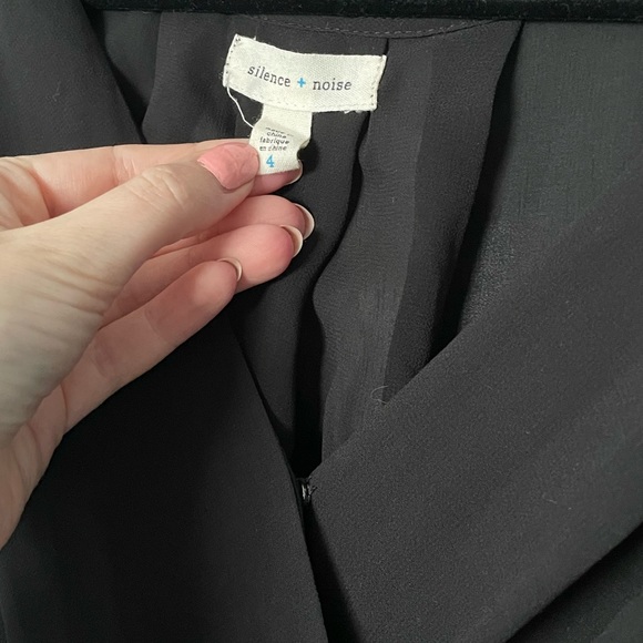 Silence + Noise Black Chiffon Romper with Leather Trim - Size 4 - Picture 3 of 4